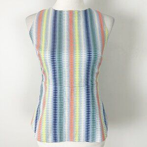 Y2K Eva Franco Colorful Diamond Pattern Tank Top Peplum Size 4 Women's